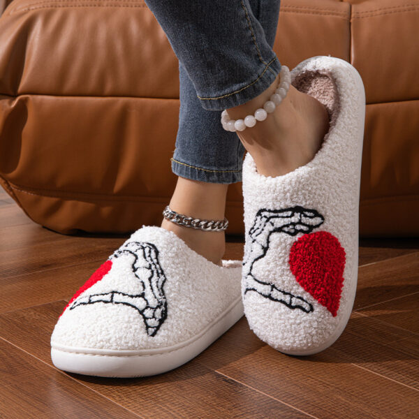 Funny Halloween Love Skull-hand Slippers Home Non-slip Soft Bottom Cotton Floor Bedroom Slippers Winter Warm House Shoes For Women Men - Image 6