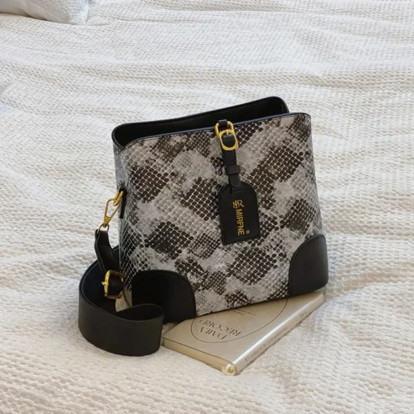PU Leather Snakeskin Print Crossbody Bag - Image 2
