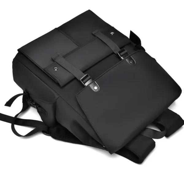 PU Leather Multi-Pockets Adjustable Strap Backpack Bag - Image 5