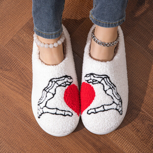 Funny Halloween Love Skull-hand Slippers Home Non-slip Soft Bottom Cotton Floor Bedroom Slippers Winter Warm House Shoes For Women Men - Image 4
