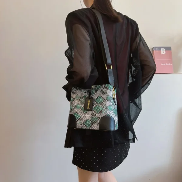 PU Leather Snakeskin Print Crossbody Bag - Image 14