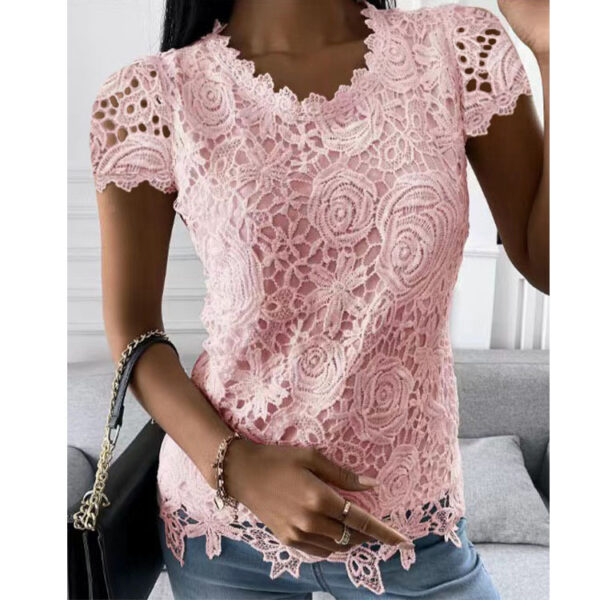 New lace shirt short sleeved top - Image 8