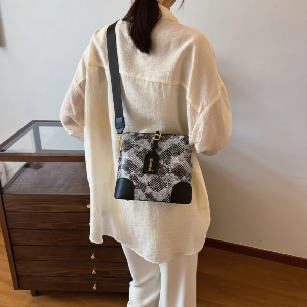 PU Leather Snakeskin Print Crossbody Bag - Image 8