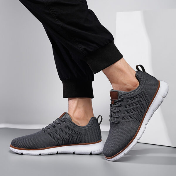 Fashion Lace-up Mesh Sneakers Casual  Flying Woven Walking Sports Shoes For Men - Image 2