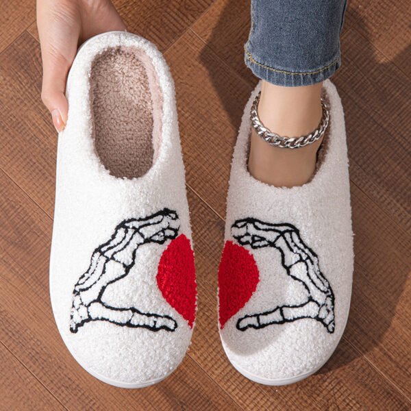 Funny Halloween Love Skull-hand Slippers Home Non-slip Soft Bottom Cotton Floor Bedroom Slippers Winter Warm House Shoes For Women Men - Image 3