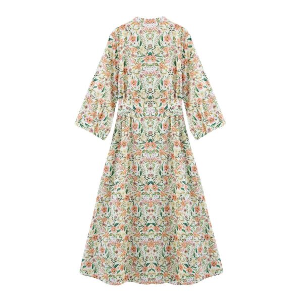 Fashionable and casual V-neck printed MIDI dress for women - Image 2