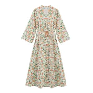Fashionable and casual V-neck printed MIDI dress for women