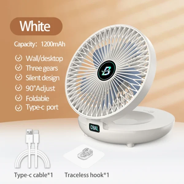 Best Sellers 2IN1 Folding Desktop Fan Portable Air Conditioner Wall Mounted Fan Rechargeable With 3 Gears for Home Office - Image 7