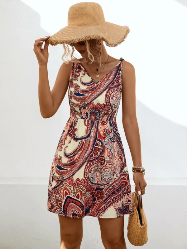 New knotted printed drawstring dress - Image 3