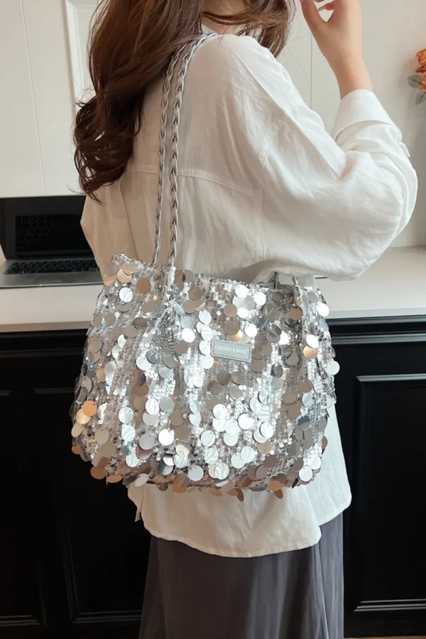 Sequin Braided Strap Shoulder Bag - Image 2