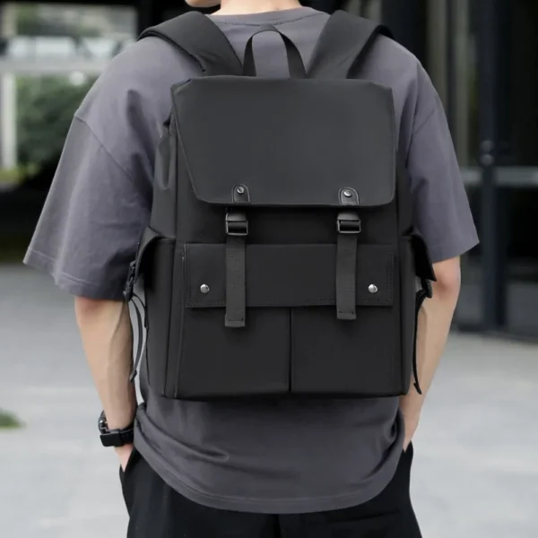 PU Leather Multi-Pockets Adjustable Strap Backpack Bag - Image 7
