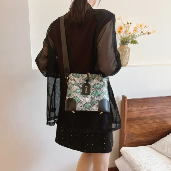 PU Leather Snakeskin Print Crossbody Bag - Image 13