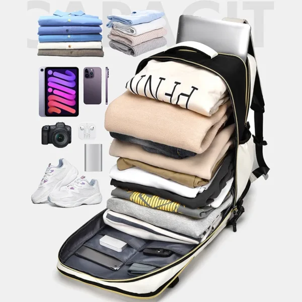 Color Block Multi-Pockets Backpack Bag - Image 3