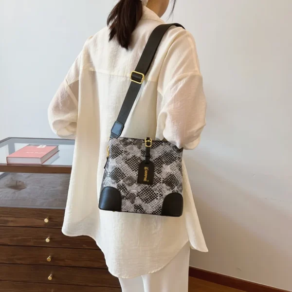 PU Leather Snakeskin Print Crossbody Bag - Image 9