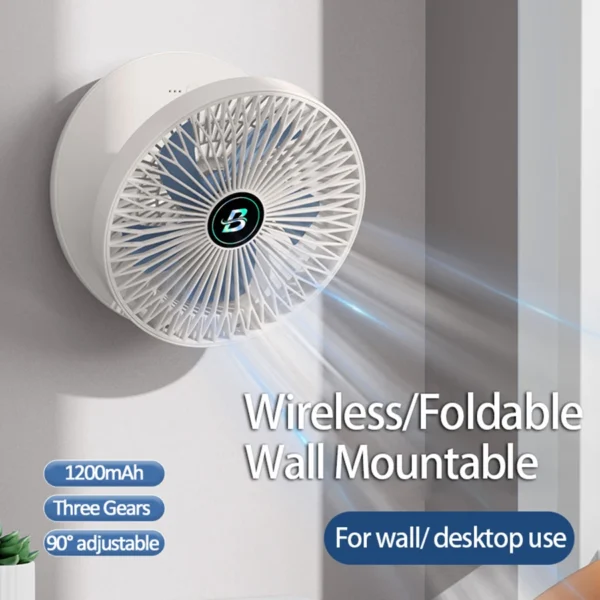Best Sellers 2IN1 Folding Desktop Fan Portable Air Conditioner Wall Mounted Fan Rechargeable With 3 Gears for Home Office - Image 2