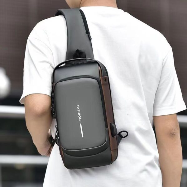 Motorcycle bag password anti-theft chest bag men's shoulder bag large capacity casual men's bag multifunctional crossbody bag - Image 3