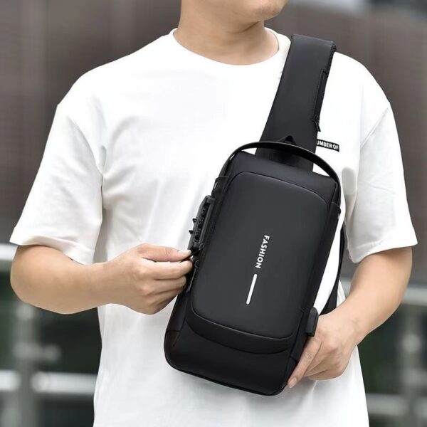 Motorcycle bag password anti-theft chest bag men's shoulder bag large capacity casual men's bag multifunctional crossbody bag - Image 4