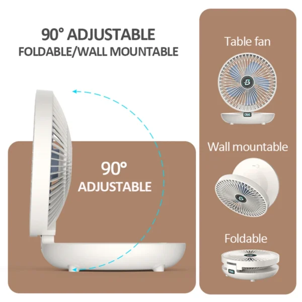 Best Sellers 2IN1 Folding Desktop Fan Portable Air Conditioner Wall Mounted Fan Rechargeable With 3 Gears for Home Office - Image 4