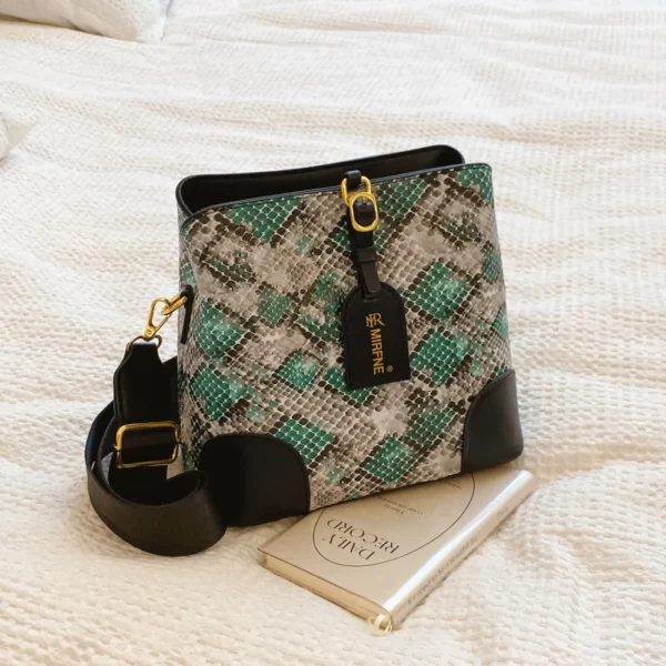 PU Leather Snakeskin Print Crossbody Bag - Image 12
