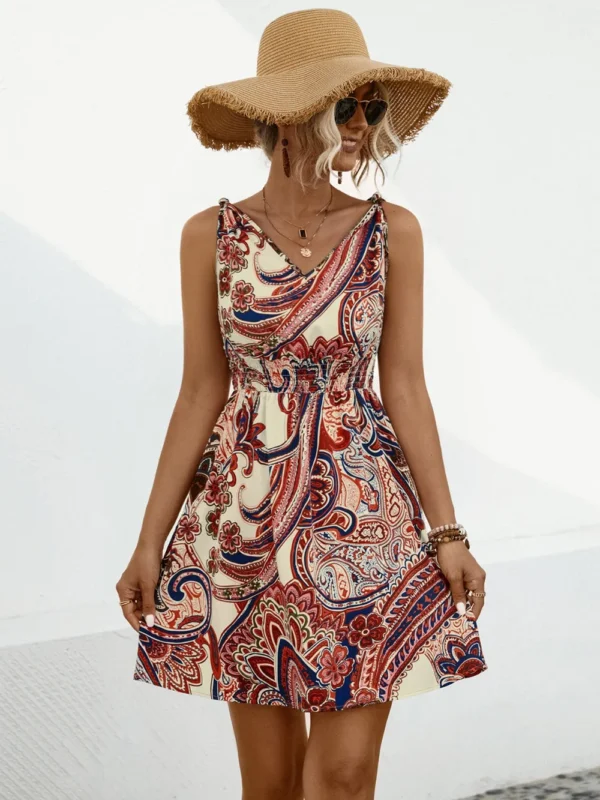 New knotted printed drawstring dress
