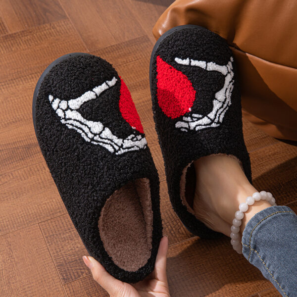 Funny Halloween Love Skull-hand Slippers Home Non-slip Soft Bottom Cotton Floor Bedroom Slippers Winter Warm House Shoes For Women Men - Image 5