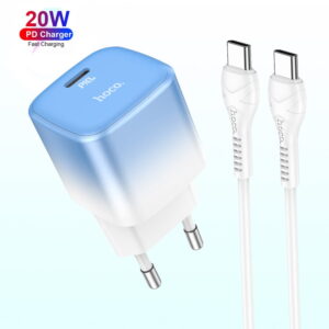 Hoco C101A PD 20W Mini Fast Travel Charger with Type-C to Type-C
