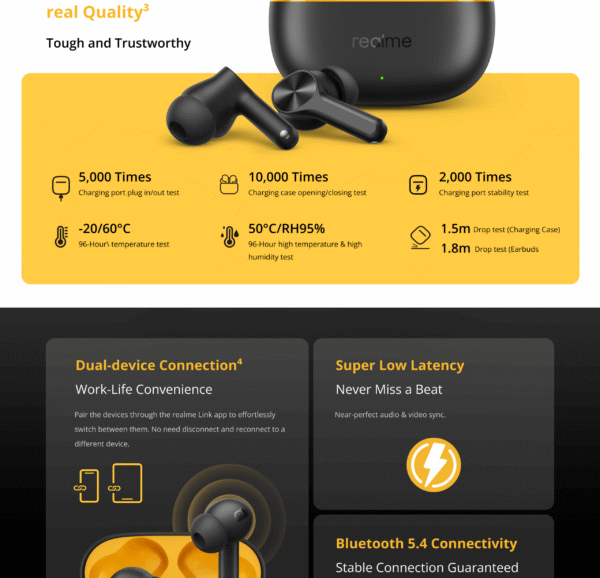 Realme Buds T200 Lite TWS Earbuds – Quad Mic ANC, IPX4 - Image 2
