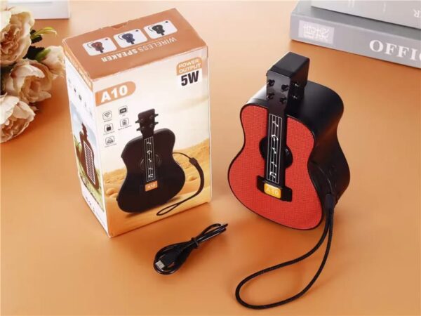 A10 Guitar Model Portable Mini Karaoke Speaker – Stereo Sound - Image 3