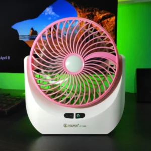 JY SUPER 1880 Mini Table Fan – 2400mAh with LED Light