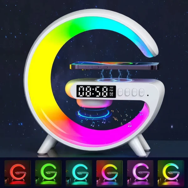 Smart G-Shape RGB Table Lamp G63 | Wireless Charger, Speaker