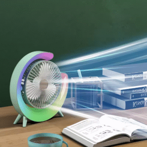 Portable Mini USB Fan – Rainbow LED, 4 Speed Cooling
