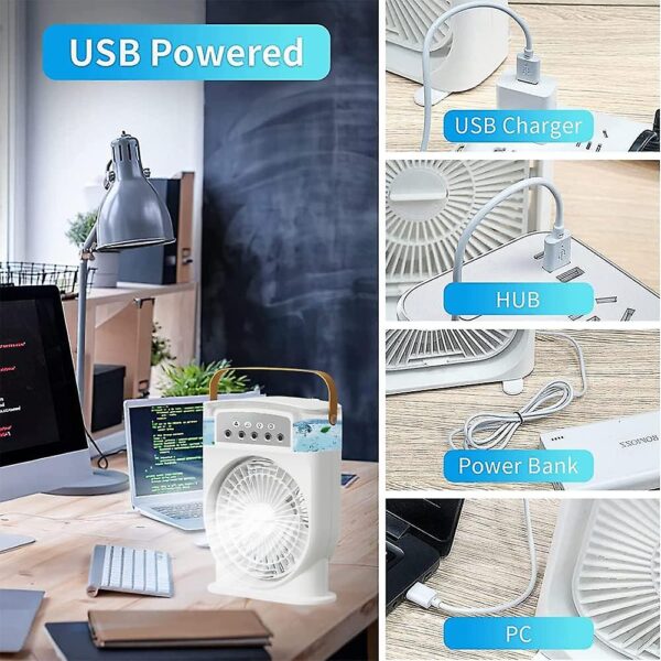 Extonic ET-C702 3-in-1 USB Fan – Air Cooler & LED Night Light - Image 3