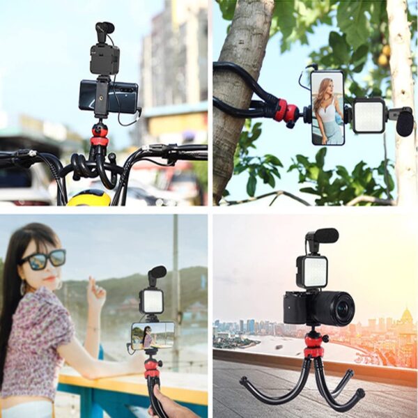 3-in-1 Video-Making Tripod Kit with Microphone & LED - Image 4