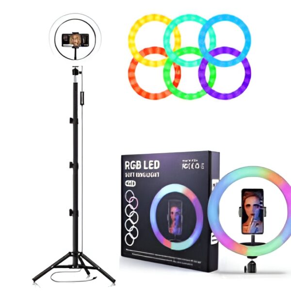 MJ33 12" RGB LED Soft  Ring Light + Phone Holder - Image 3