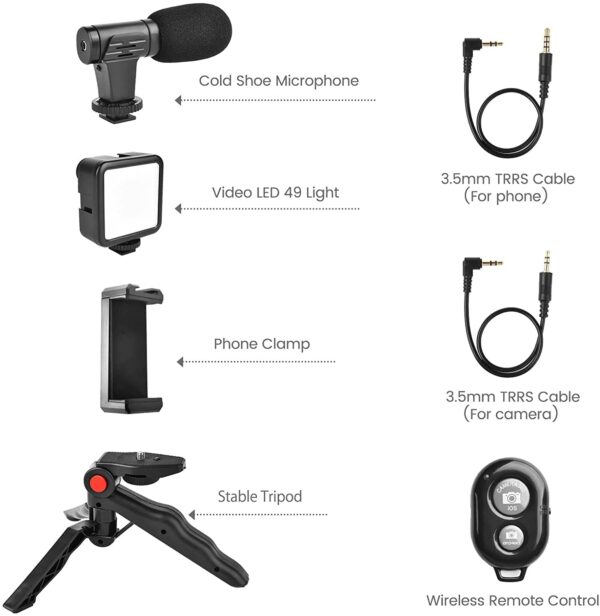 3-in-1 Video-Making Tripod Kit with Microphone & LED - Image 3