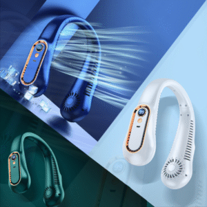 LED Display Bladeless Neck Fan – Portable USB Rechargeable