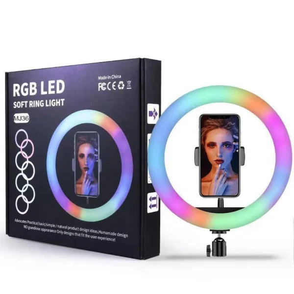 MJ36 16" RGB Soft Ring Light with Phone Tripod Stand