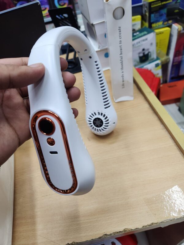 LED Display Bladeless Neck Fan – Portable USB Rechargeable - Image 2