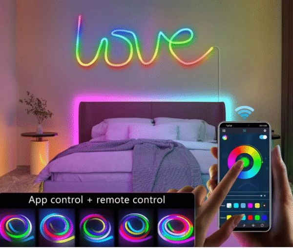 RGB LED Neon Strip 5m – App & Remote Control, 16  Colors - Image 3