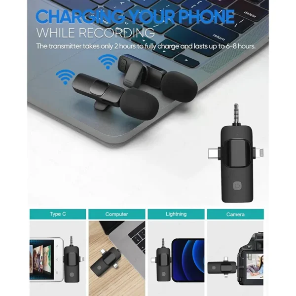 K15-3 3-in-1 Wireless Lavalier Microphone | Clip-on, Portable - Image 3