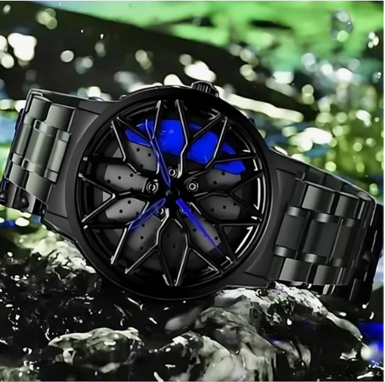 Men’s Car Wheel Quartz Watch | Rotating Rim Design